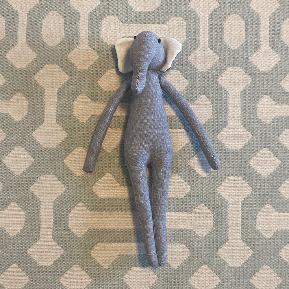 Gray Linen Elephant Plush Doll